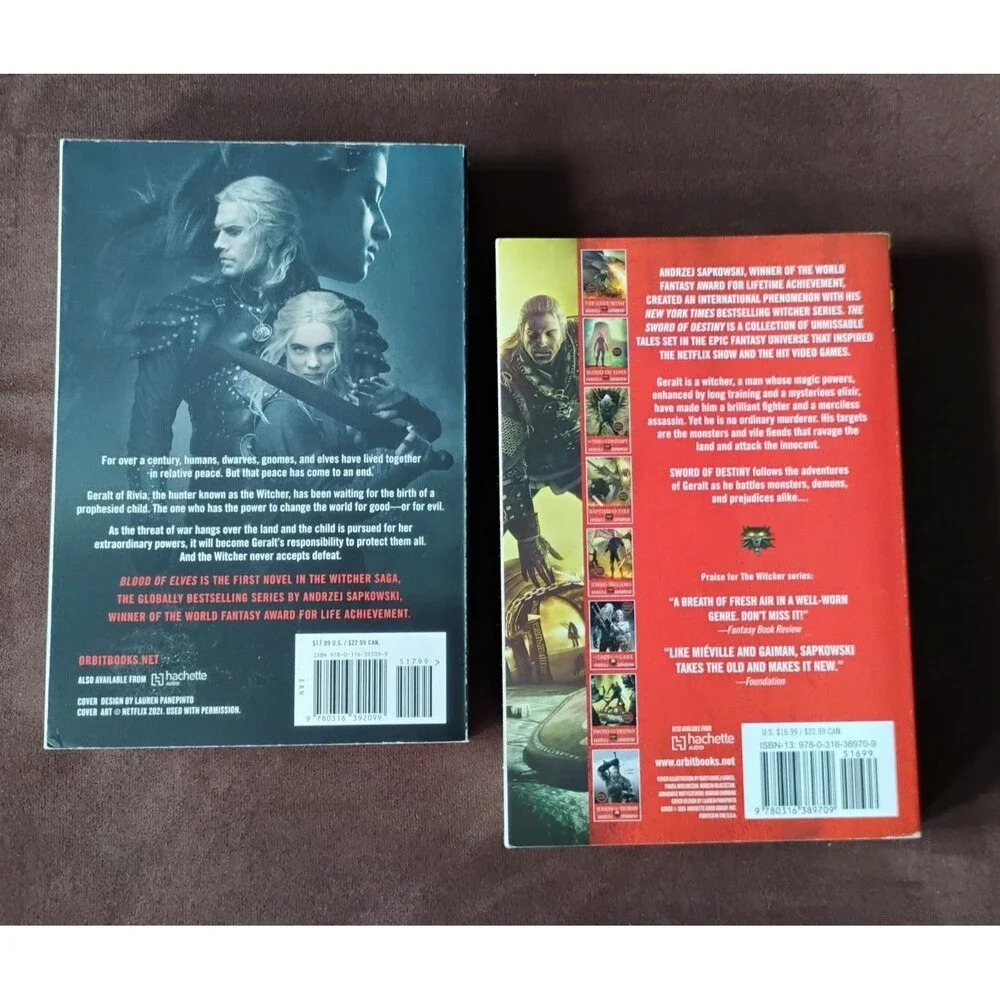 The Witcher Books (Lot of 2) - Sword of Destiny & Blood of Elves USED